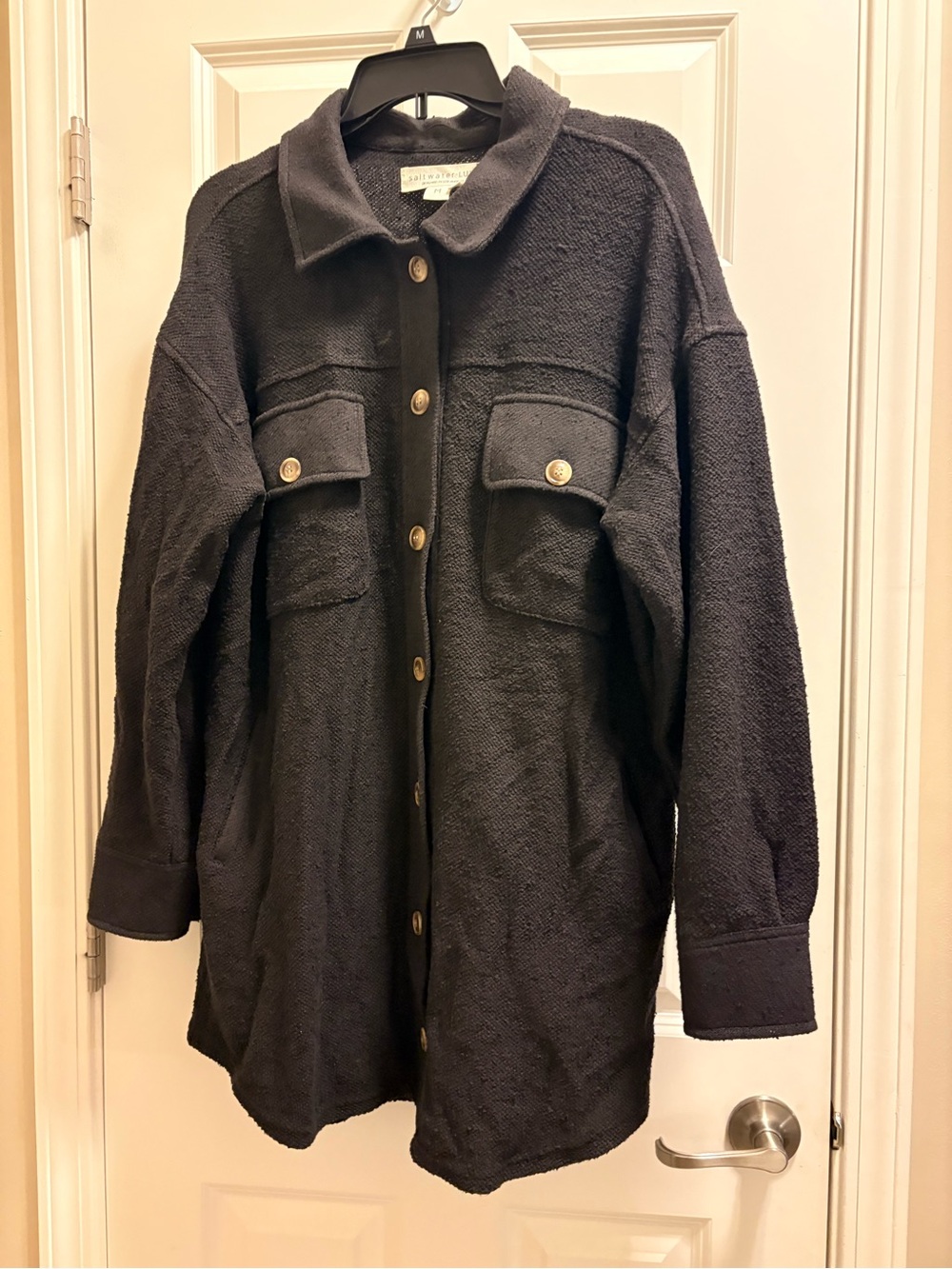 saltwater LUXE Oversized Black Button-Front Utility Jacket